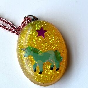 Glittery Unicorn Resin Necklace